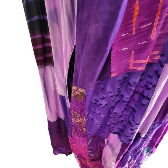 Purple Patchwork Dress Caftan Beach Coverup Trapeze Boho Woman's 3X Plus LH8142 - Picture 7 of 10